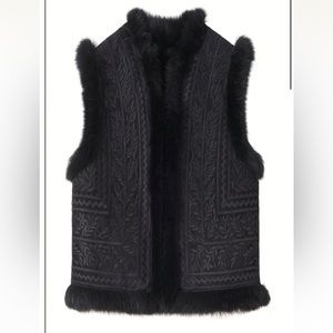 NWT Nili Lotan Samford Reversible Embroidered Shearling Vest Size M Orig $2,395